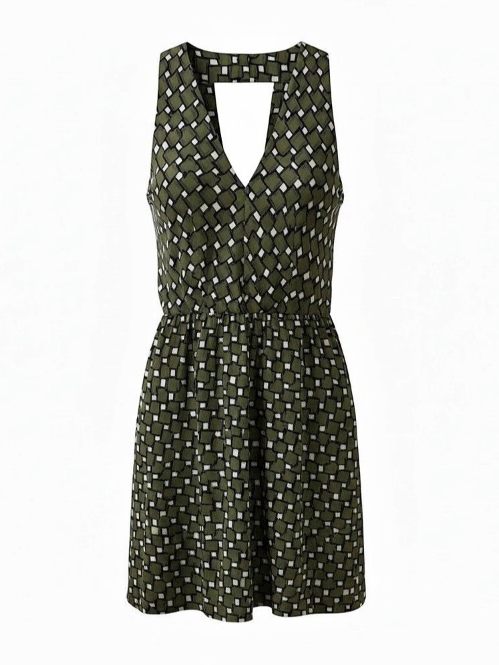 Milly Geometric Mini Dress in Green & White Size 6
